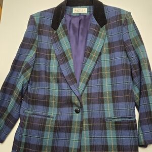 Blue and Green Plaid Dumas Women's Jacket